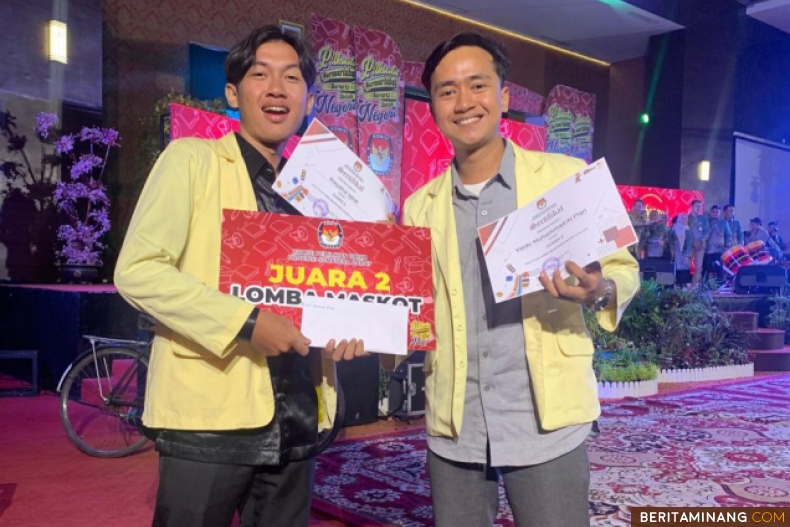 Valdo and Royzatul UNP DKV Study Program Win 2nd Place in West Sumatra Gubernatorial Election Mascot Competition